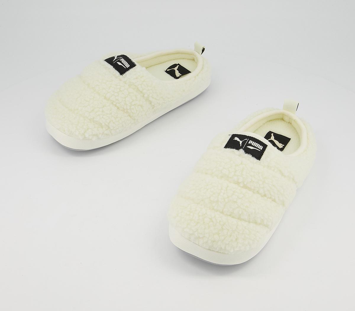 PUMA Scuff Slippers Sherpa Whisper White Puma Black - Women's Slippers