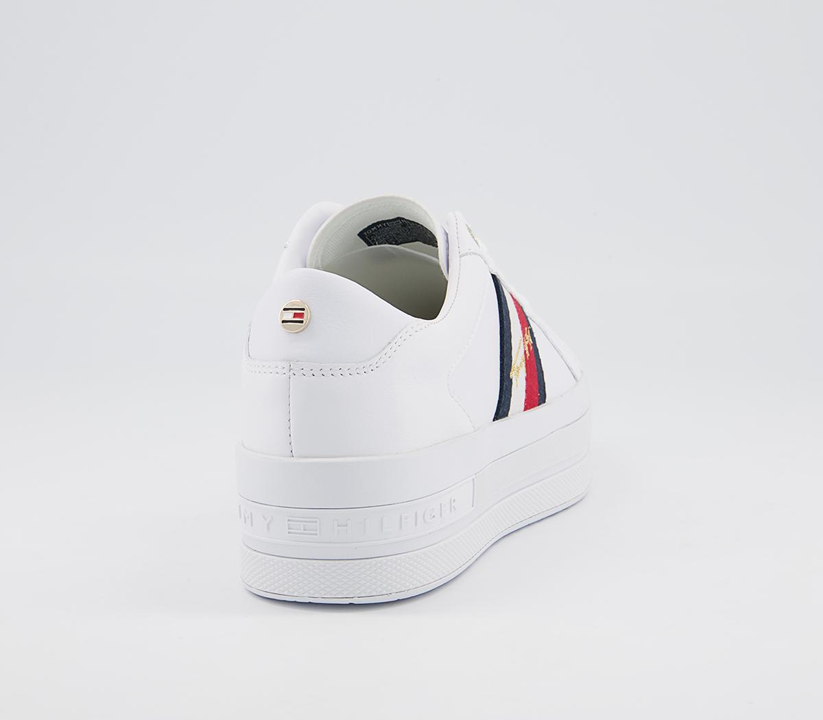 Tommy HilfigerSignature Flatform Cupsole TrainersWhite Red Blue Gold Metallic