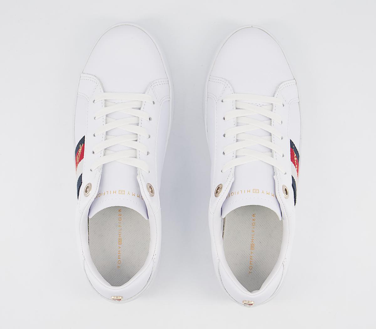 Tommy HilfigerSignature Flatform Cupsole TrainersWhite Red Blue Gold Metallic