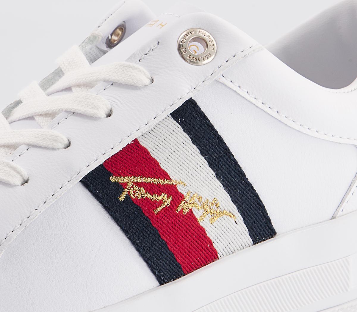 Tommy HilfigerSignature Flatform Cupsole TrainersWhite Red Blue Gold Metallic