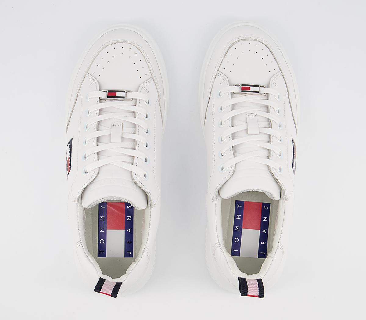 Tommy Hilfiger Elevated Leather Cupsole Trainers Tommy Hilfiger Elevated Leather Cupsole Trainers White Flag