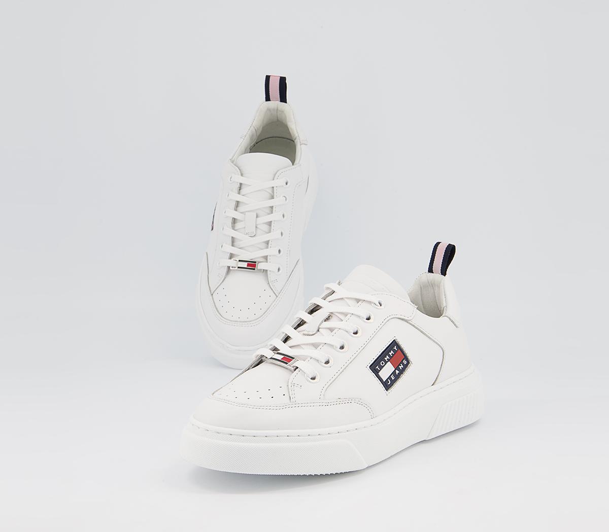 Tommy Hilfiger Elevated Leather Cupsole Trainers Tommy Hilfiger Elevated Leather Cupsole Trainers White Flag