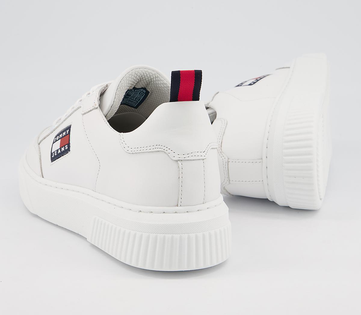 Tommy Hilfiger Elevated Leather Cupsole Trainers Tommy Hilfiger Elevated Leather Cupsole Trainers White Flag