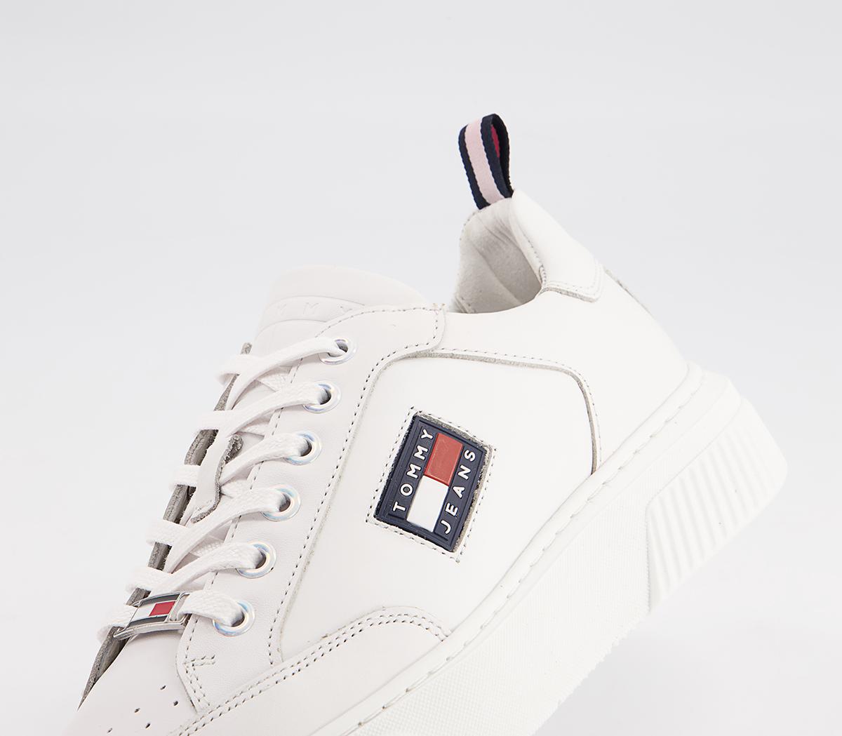 Tommy Hilfiger Elevated Leather Cupsole Trainers Tommy Hilfiger Elevated Leather Cupsole Trainers White Flag