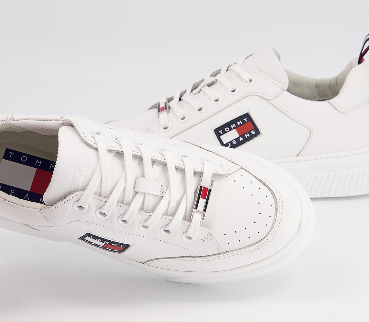 Tommy Hilfiger Elevated Leather Cupsole Trainers Tommy Hilfiger Elevated Leather Cupsole Trainers White Flag
