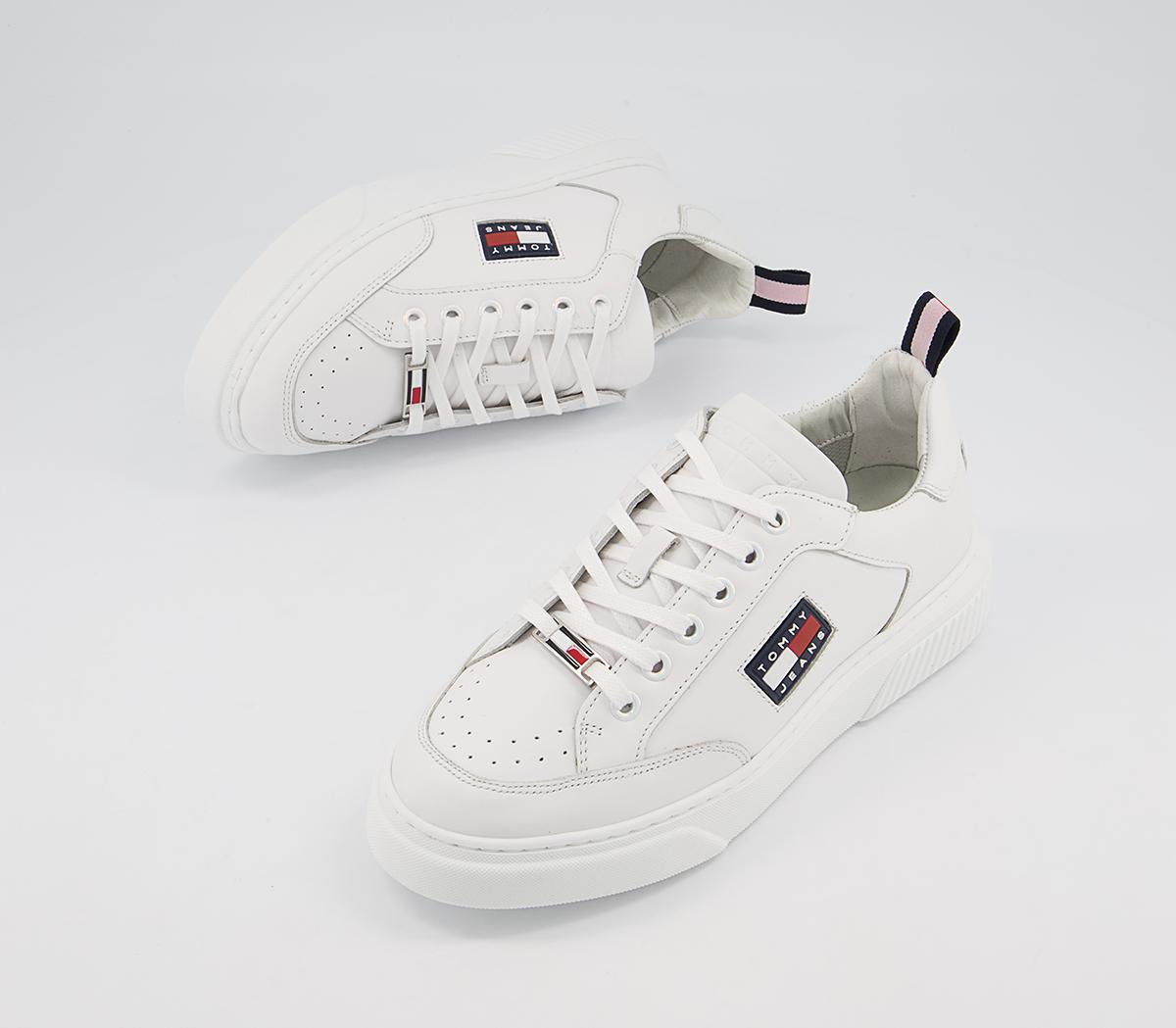 Tommy Hilfiger Elevated Leather Cupsole Trainers Tommy Hilfiger Elevated Leather Cupsole Trainers White Flag