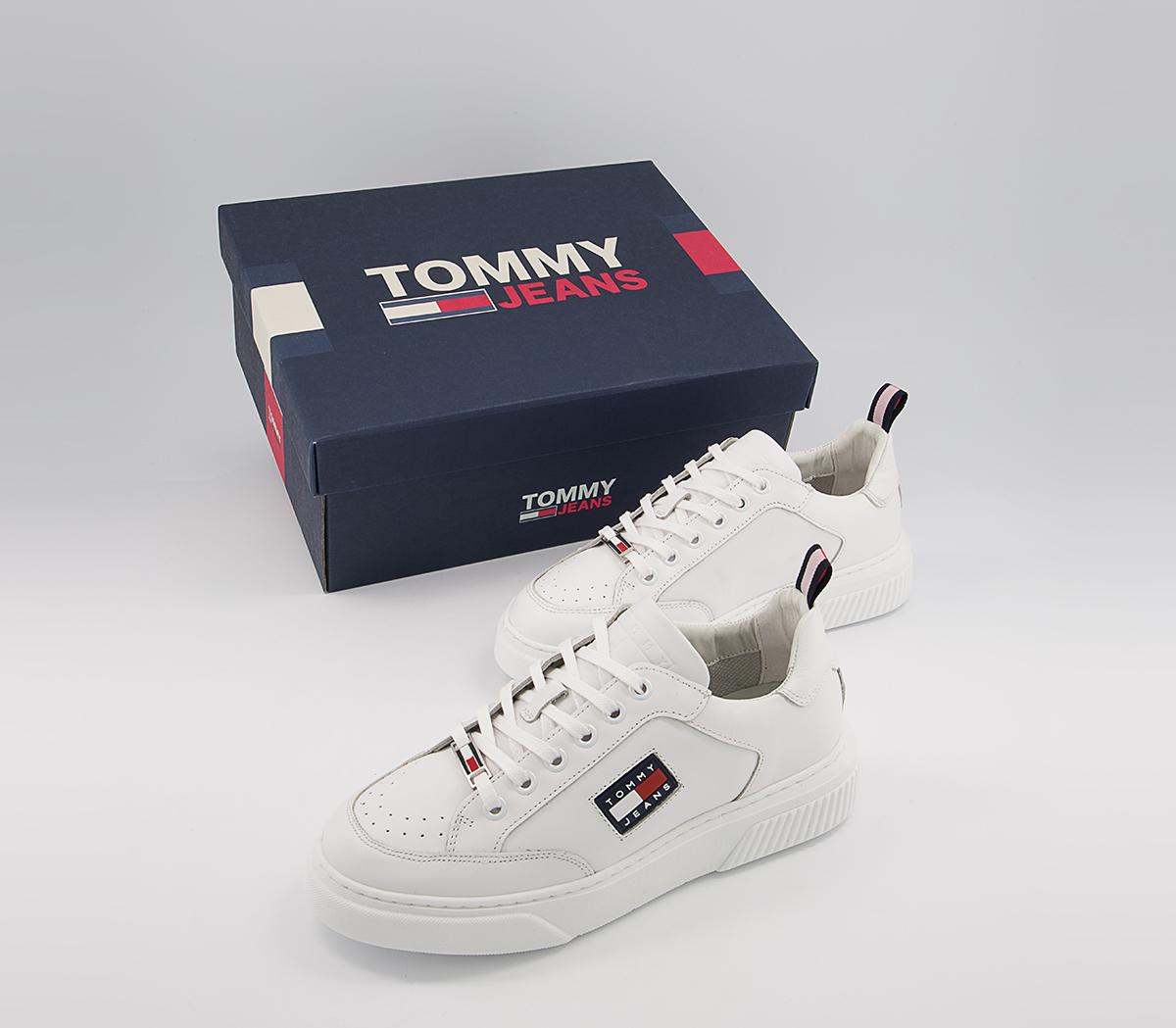 Tommy Hilfiger Elevated Leather Cupsole Trainers Tommy Hilfiger Elevated Leather Cupsole Trainers White Flag