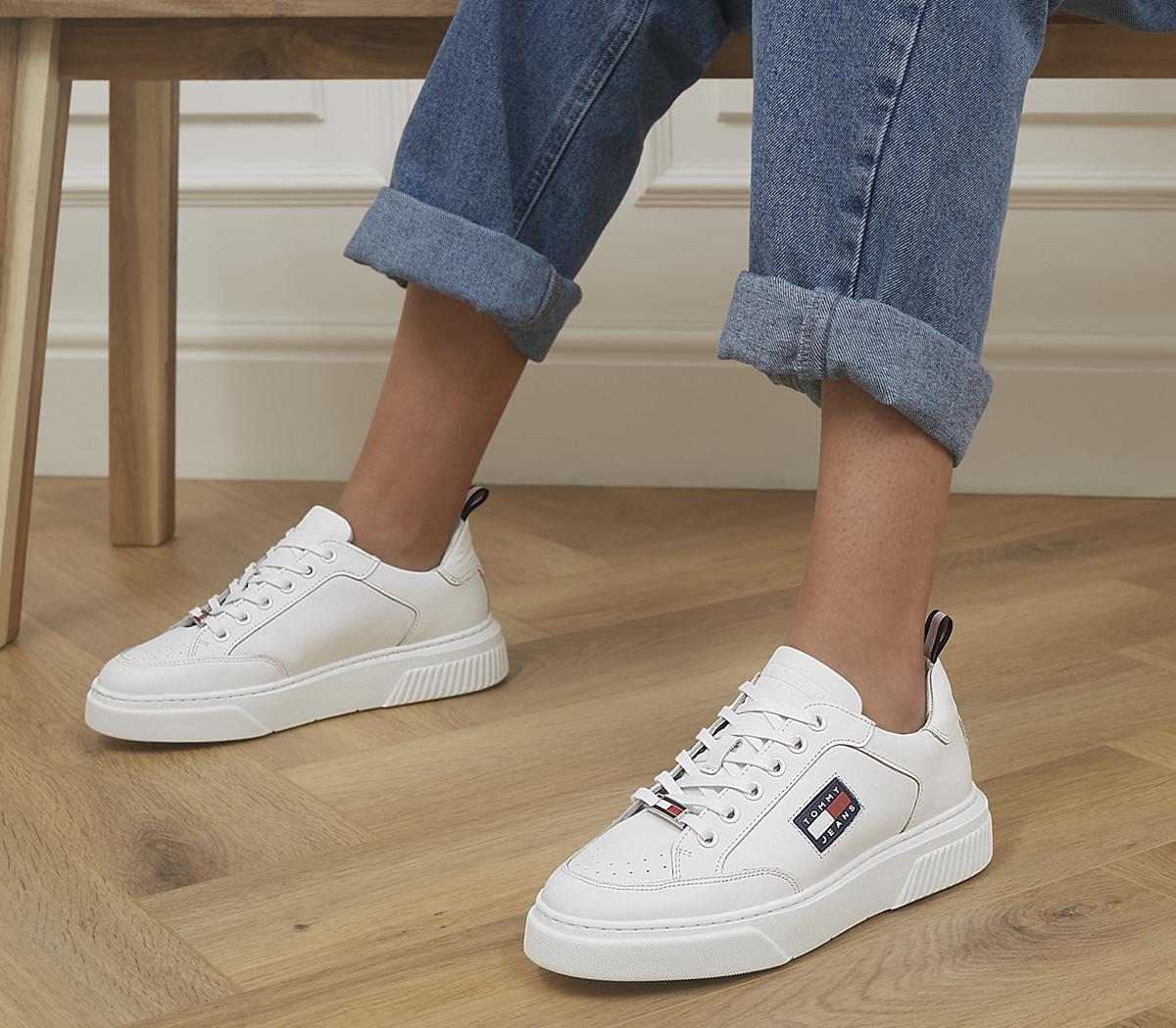 Tommy HilfigerElevated Leather Cupsole TrainersWhite Flag