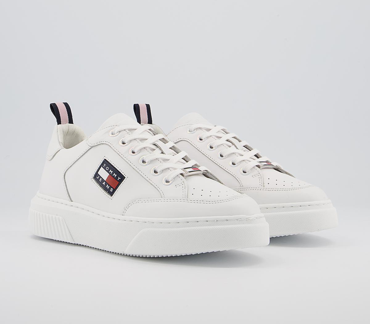 Tommy Hilfiger Elevated Leather Cupsole Trainers Tommy Hilfiger Elevated Leather Cupsole Trainers White Flag