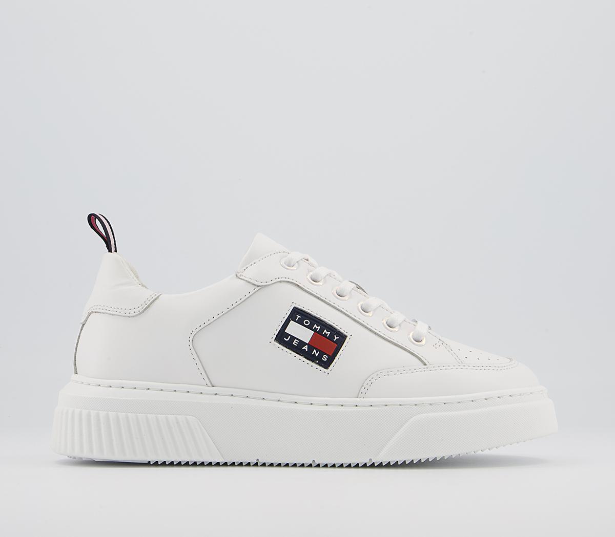 Tommy Hilfiger Elevated Leather Cupsole Trainers Tommy Hilfiger Elevated Leather Cupsole Trainers White Flag