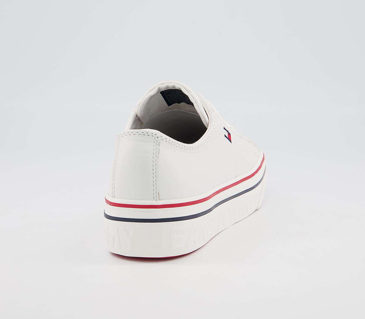 Tommy Hilfiger Flatform Leather Sneakers Tommy Hilfiger Flatform Leather Sneakers White Blue Red