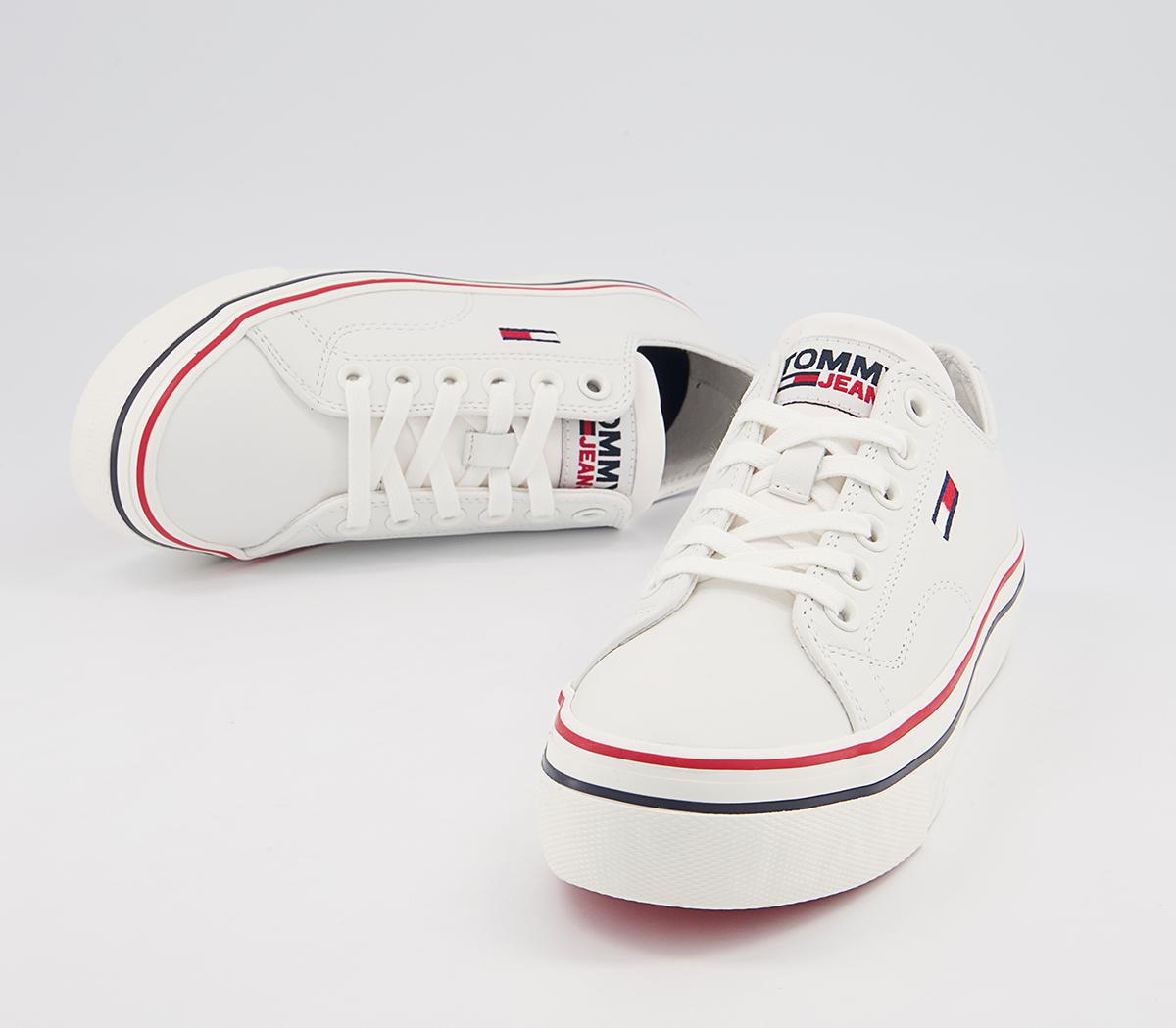 Tommy Hilfiger Flatform Leather Sneakers Tommy Hilfiger Flatform Leather Sneakers White Blue Red