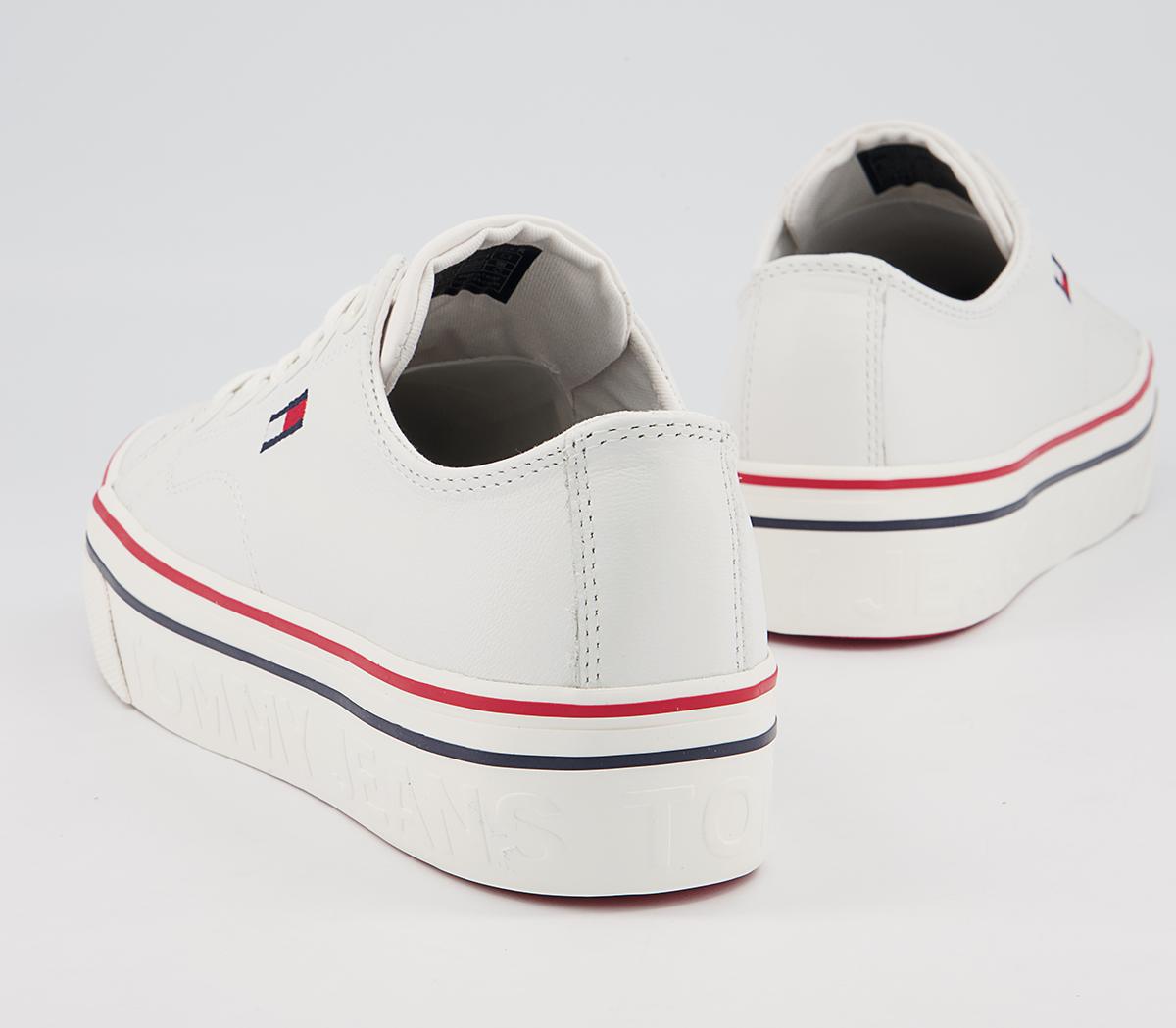 Tommy Hilfiger Flatform Leather Sneakers Tommy Hilfiger Flatform Leather Sneakers White Blue Red