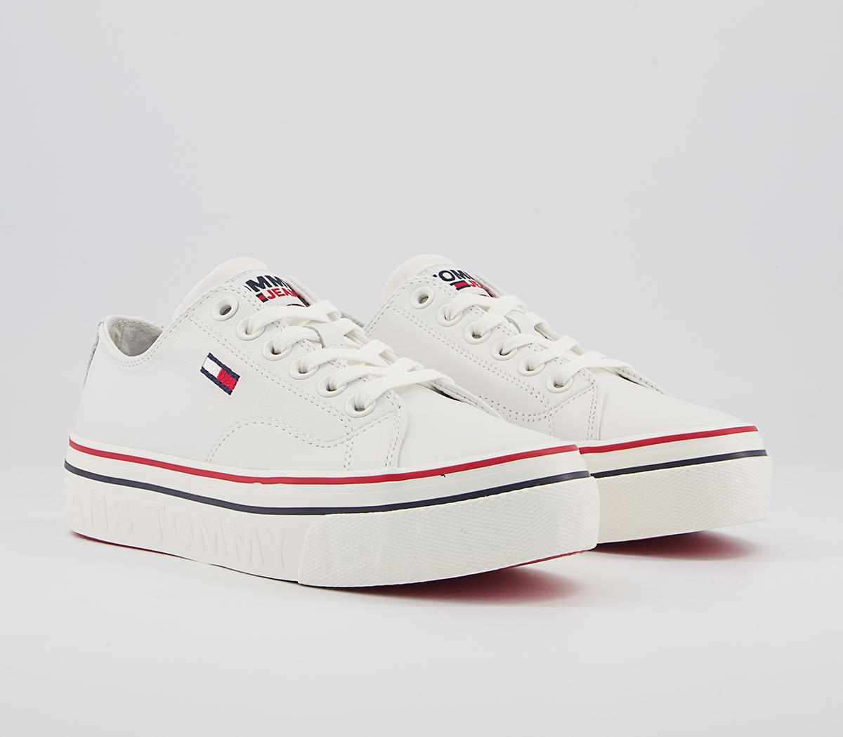 Tommy Hilfiger Flatform Leather Sneakers Tommy Hilfiger Flatform Leather Sneakers White Blue Red