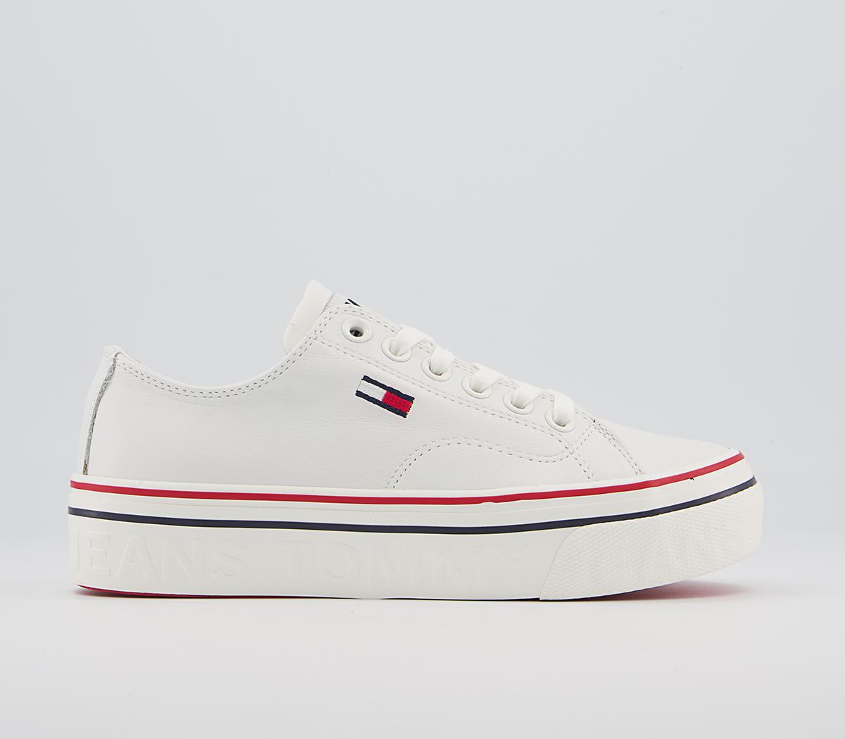 Tommy Hilfiger Flatform Leather Sneakers Tommy Hilfiger Flatform Leather Sneakers White Blue Red
