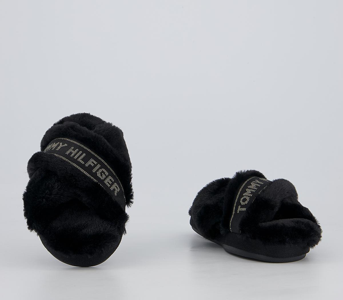 Tommy Hilfiger Tommy Furry Home Slippers Tommy Hilfiger Tommy Furry Home Slippers Black