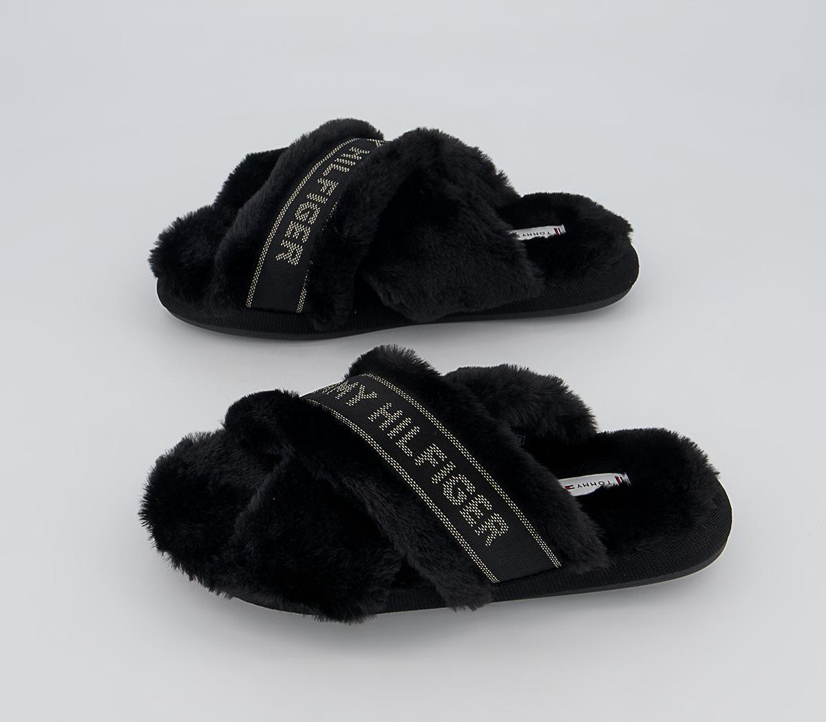 Tommy Hilfiger Tommy Furry Home Slippers Tommy Hilfiger Tommy Furry Home Slippers Black