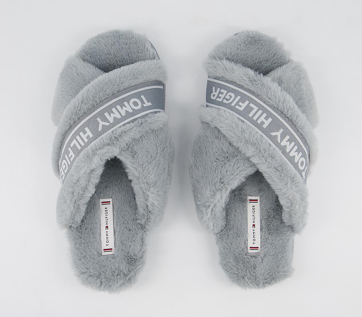 Tommy Hilfiger Tommy Furry Home Slippers Steam Grey - Flat Shoes for Women