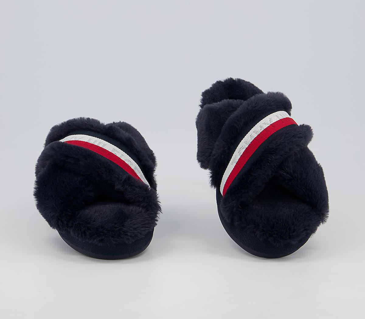 Tommy Hilfiger Tommy Furry Home Slippers Tommy Hilfiger Tommy Furry Home Slippers Blue White Red