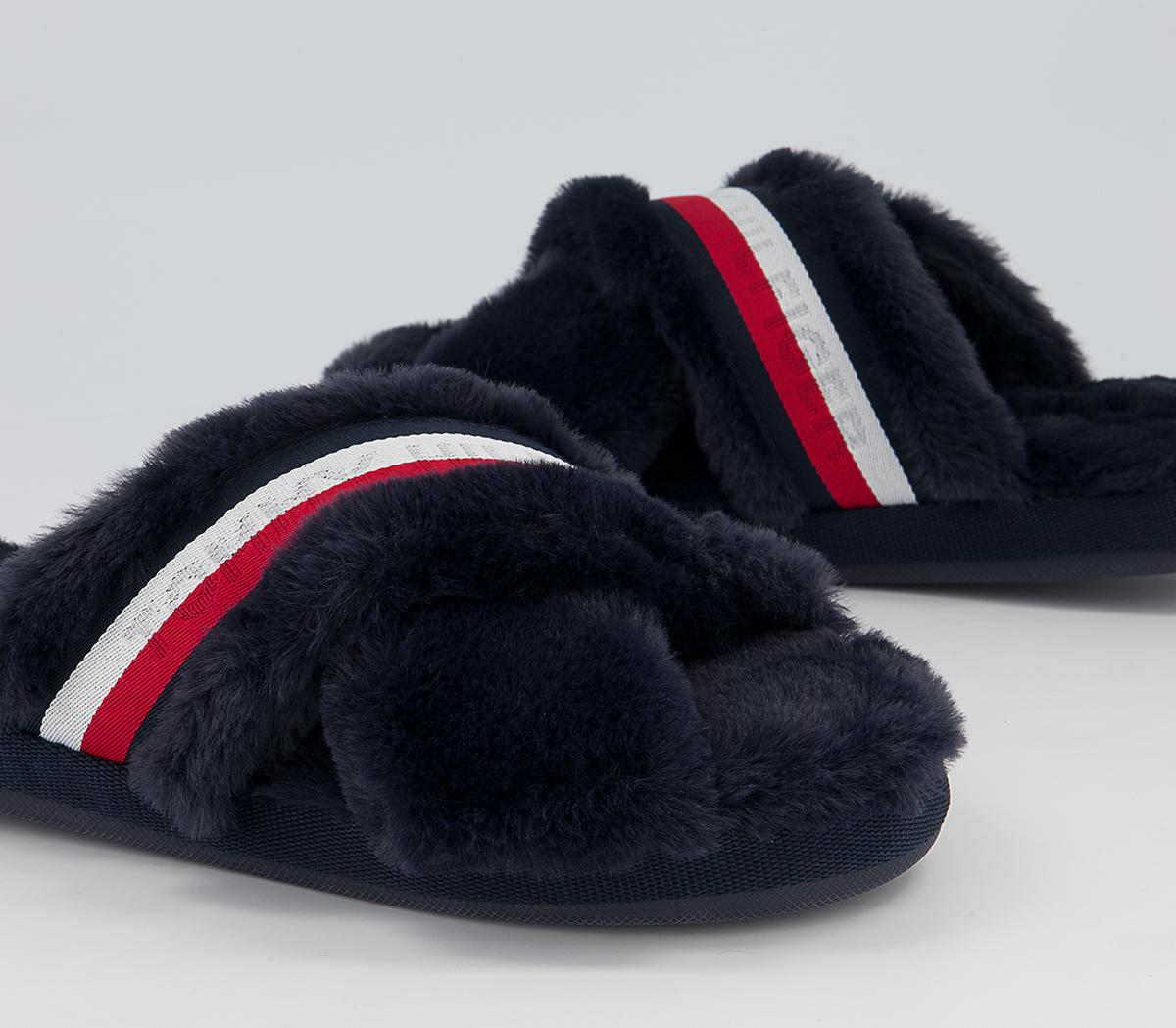 Tommy Hilfiger Tommy Furry Home Slippers Tommy Hilfiger Tommy Furry Home Slippers Blue White Red