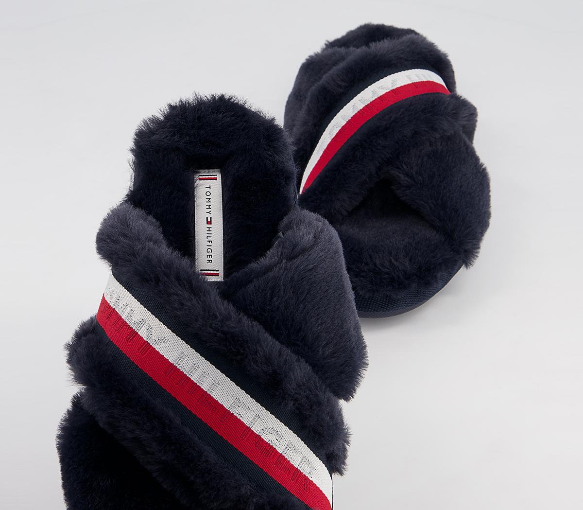 Tommy Hilfiger Tommy Furry Home Slippers Tommy Hilfiger Tommy Furry Home Slippers Blue White Red