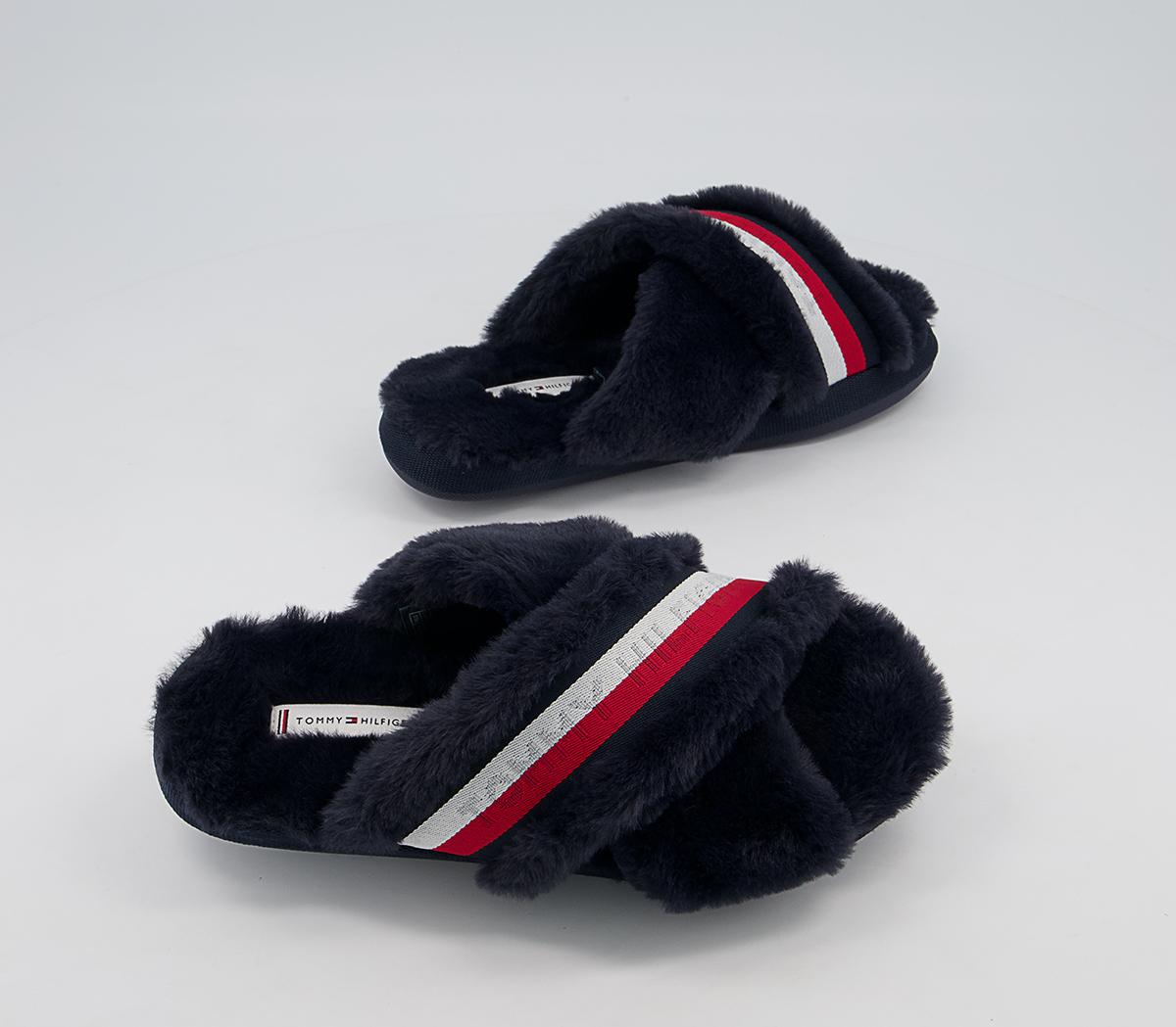 Tommy Hilfiger Tommy Furry Home Slippers Tommy Hilfiger Tommy Furry Home Slippers Blue White Red