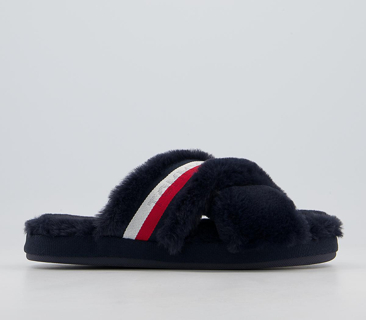 Tommy Hilfiger Tommy Furry Home Slippers Tommy Hilfiger Tommy Furry Home Slippers Blue White Red