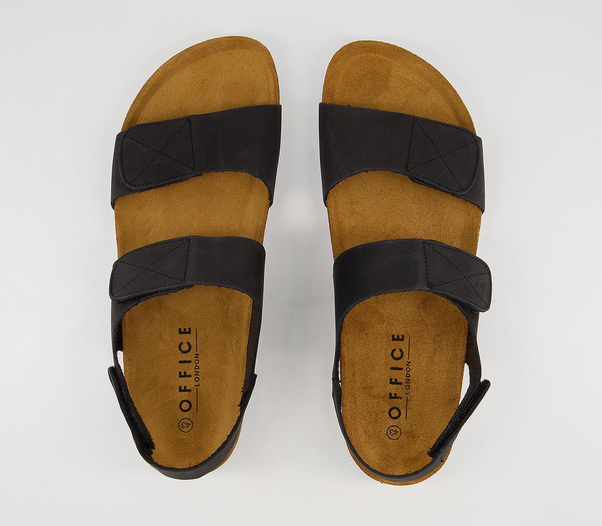 OFFICESokoto Back Strap Velcro SandalsBlack Nubuck