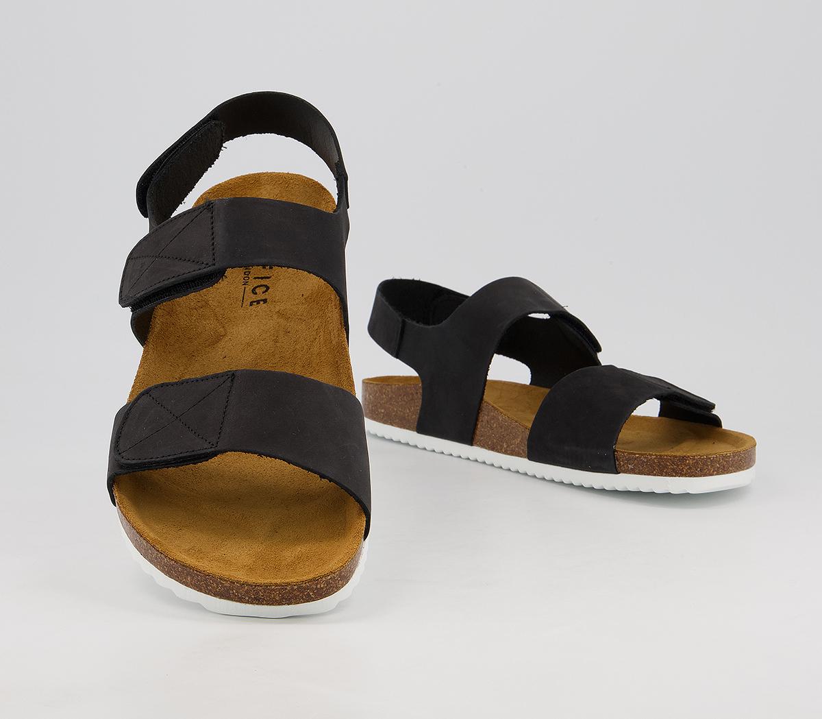 OFFICE Sokoto Back Strap Velcro Sandals Black Nubuck Men’s Sandals