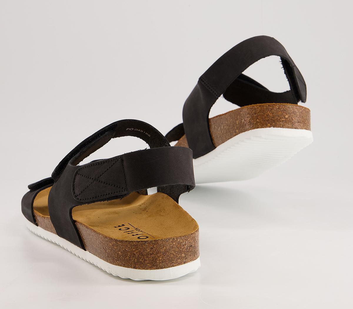 OFFICESokoto Back Strap Velcro SandalsBlack Nubuck