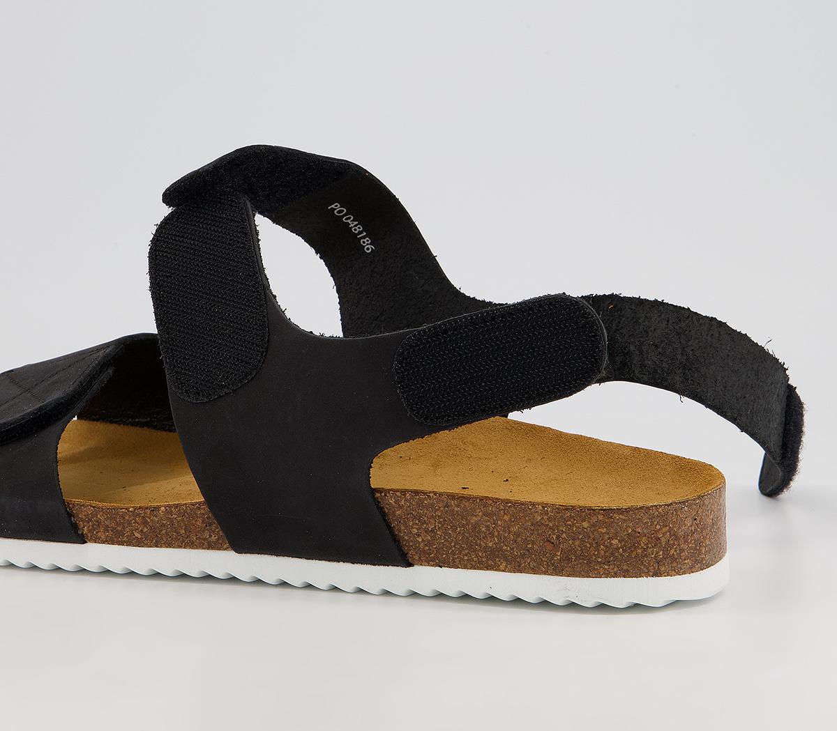 OFFICESokoto Back Strap Velcro SandalsBlack Nubuck