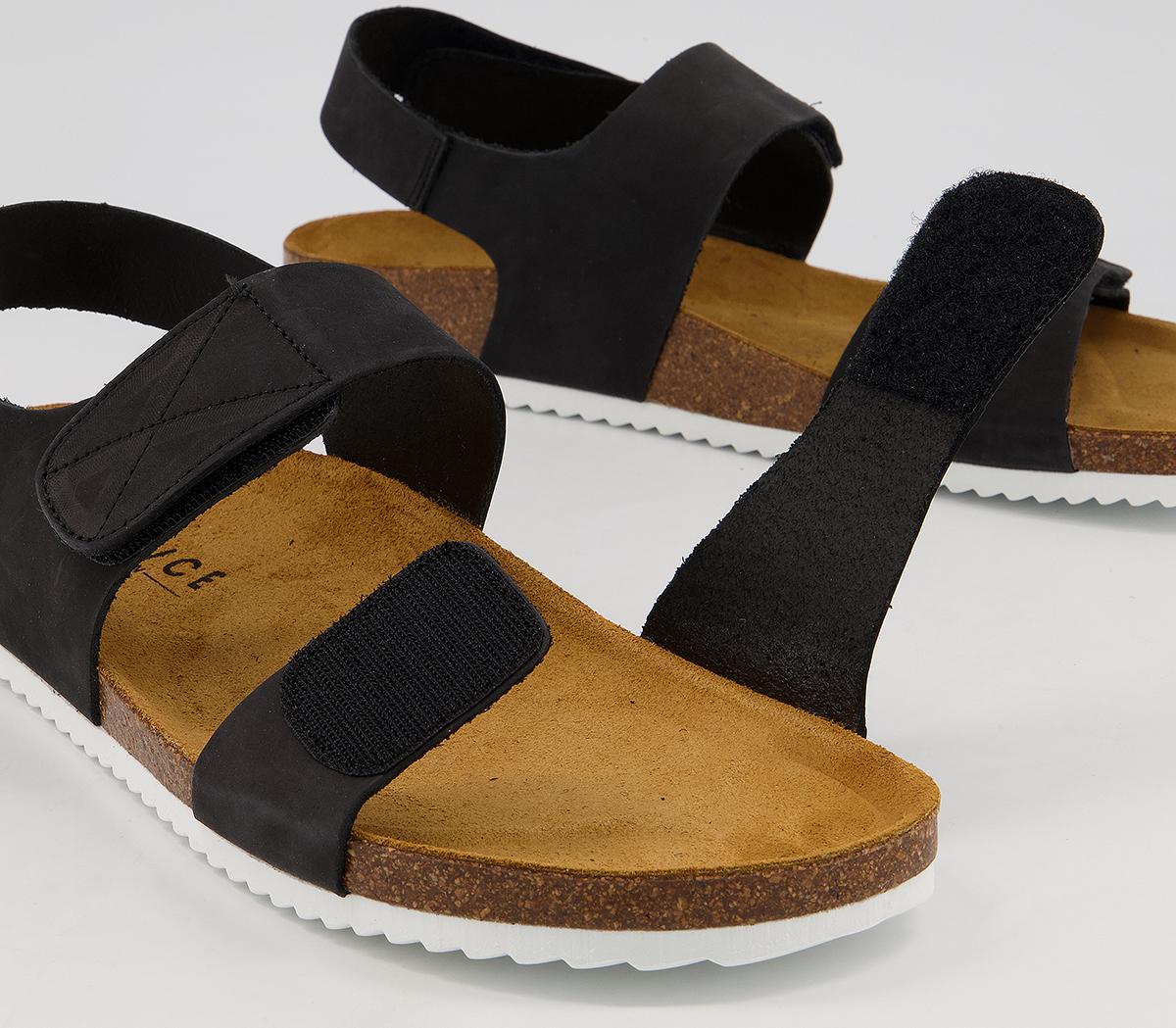 OFFICESokoto Back Strap Velcro SandalsBlack Nubuck