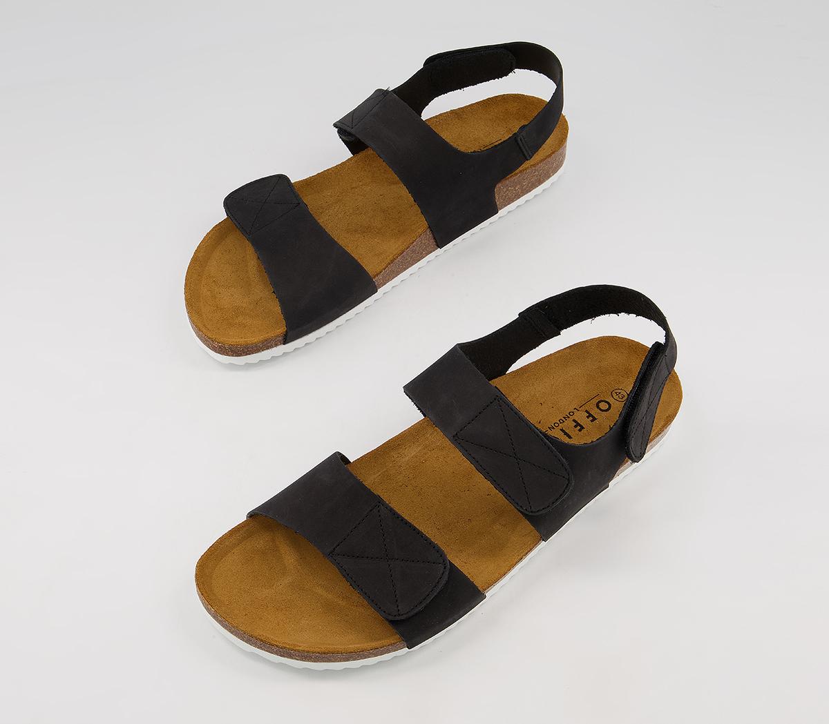 OFFICE Sokoto Back Strap Velcro Sandals Black Nubuck Men’s Sandals