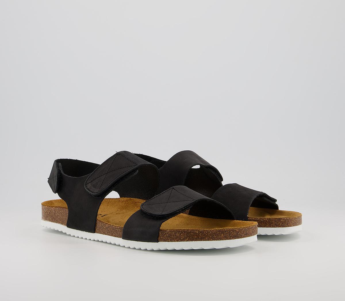 OFFICESokoto Back Strap Velcro SandalsBlack Nubuck