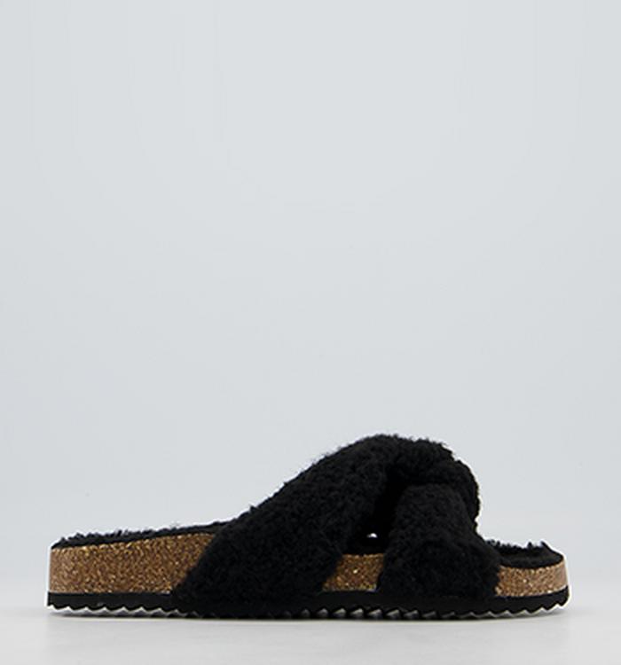 Office Findings Twisted Footbed Slippers Black Borg