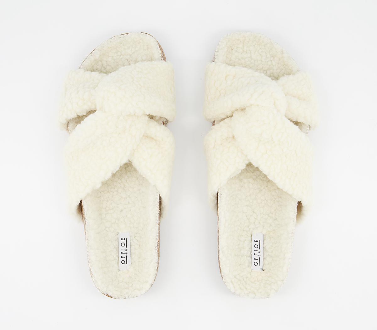 Office Findings Twisted Footbed Slippers Office Findings Twisted Footbed Slippers Cream Borg