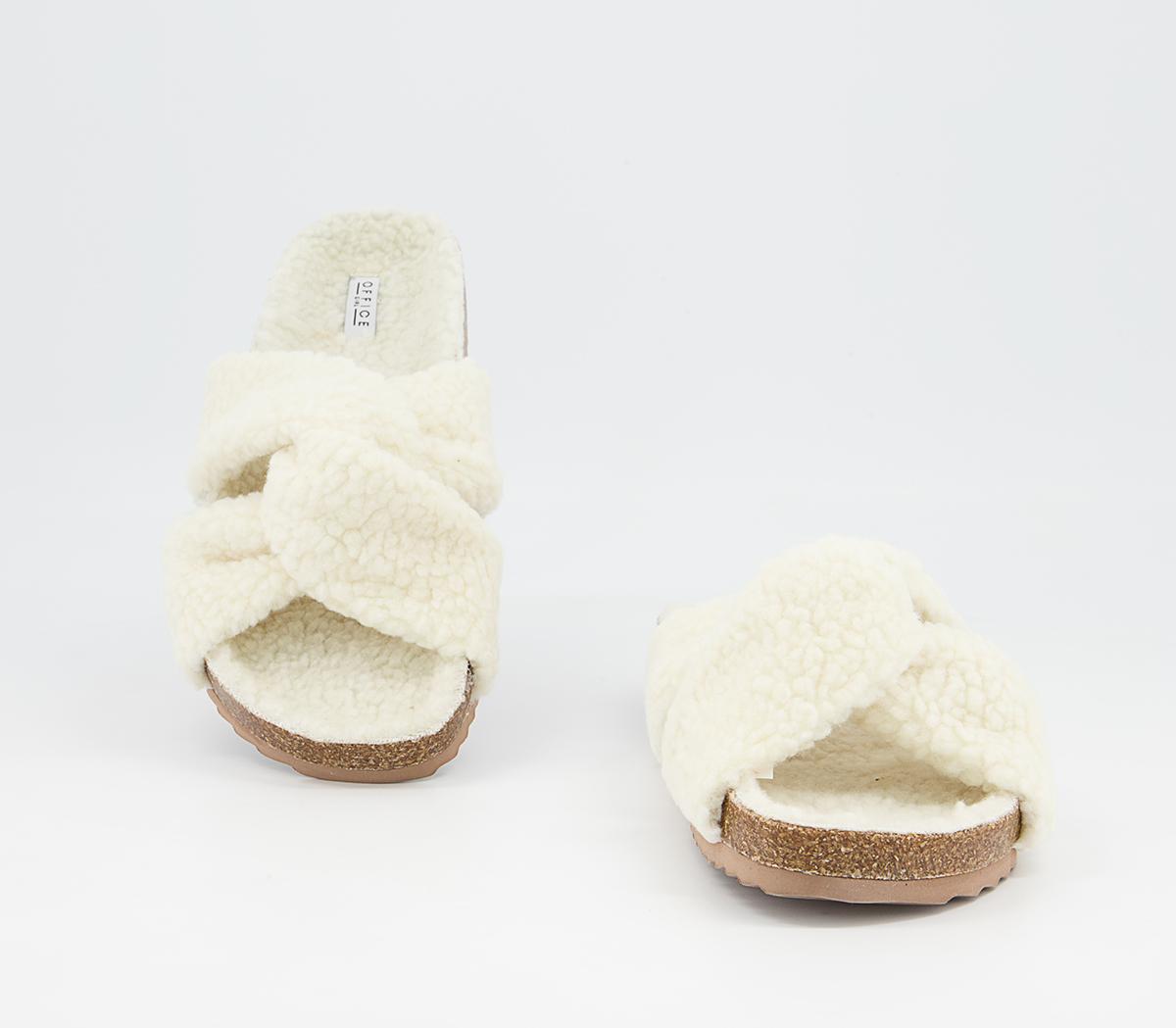 Office Findings Twisted Footbed Slippers Office Findings Twisted Footbed Slippers Cream Borg
