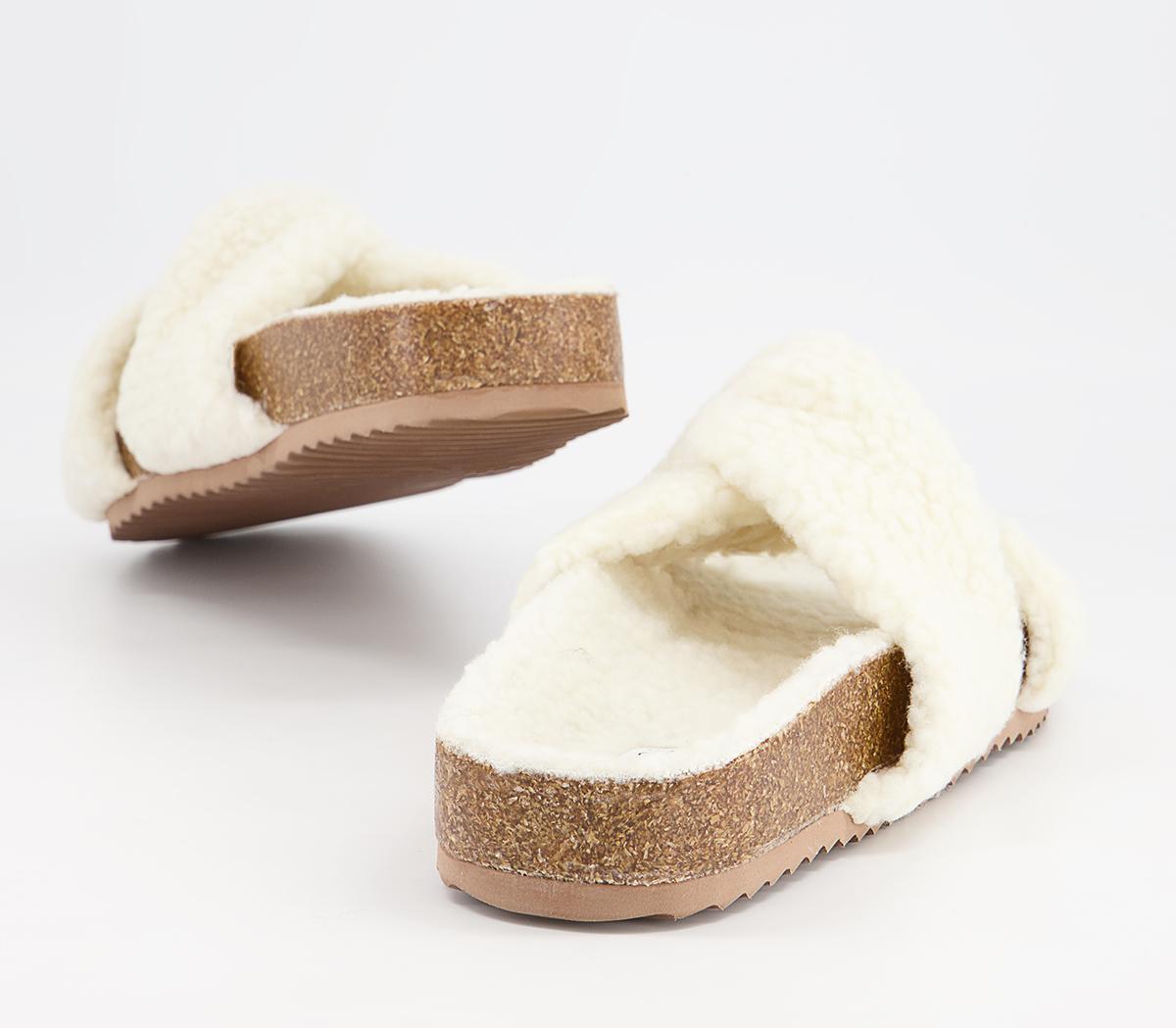 Office Findings Twisted Footbed Slippers Office Findings Twisted Footbed Slippers Cream Borg