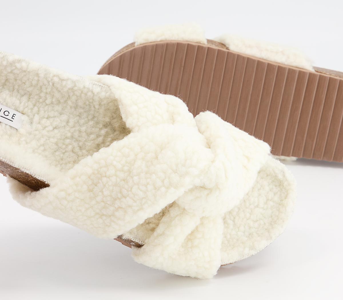 Office Findings Twisted Footbed Slippers Office Findings Twisted Footbed Slippers Cream Borg
