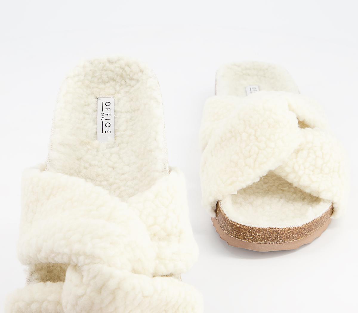 Office Findings Twisted Footbed Slippers Office Findings Twisted Footbed Slippers Cream Borg