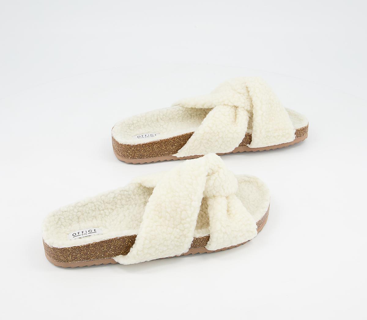 Office Findings Twisted Footbed Slippers Office Findings Twisted Footbed Slippers Cream Borg