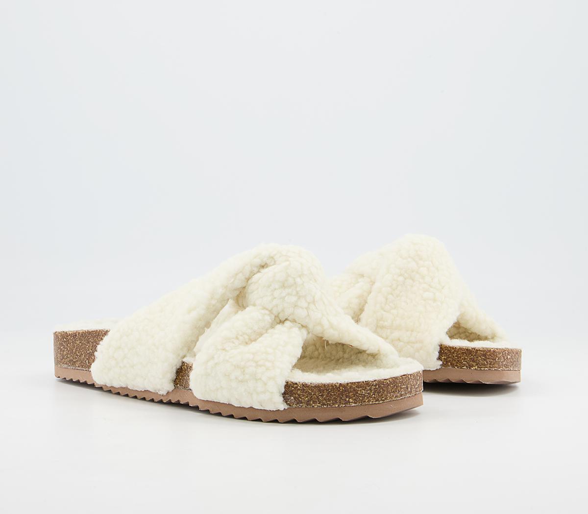 Office Findings Twisted Footbed Slippers Office Findings Twisted Footbed Slippers Cream Borg