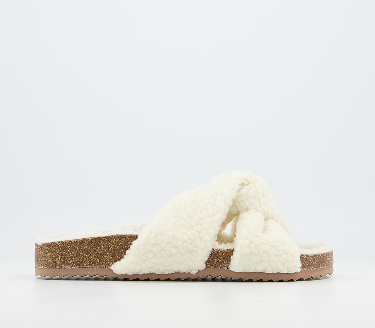 Office Findings Twisted Footbed Slippers Office Findings Twisted Footbed Slippers Cream Borg