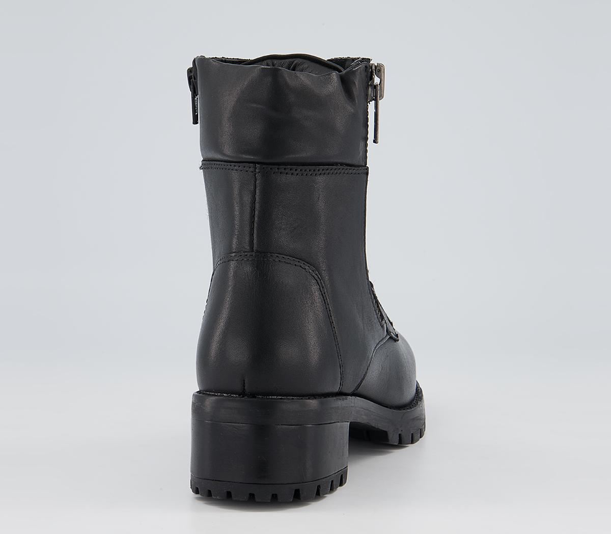 Office Appealing Heeled Side Zip Lace Up Boots Office Appealing Heeled Side Zip Lace Up Boots Black Leather