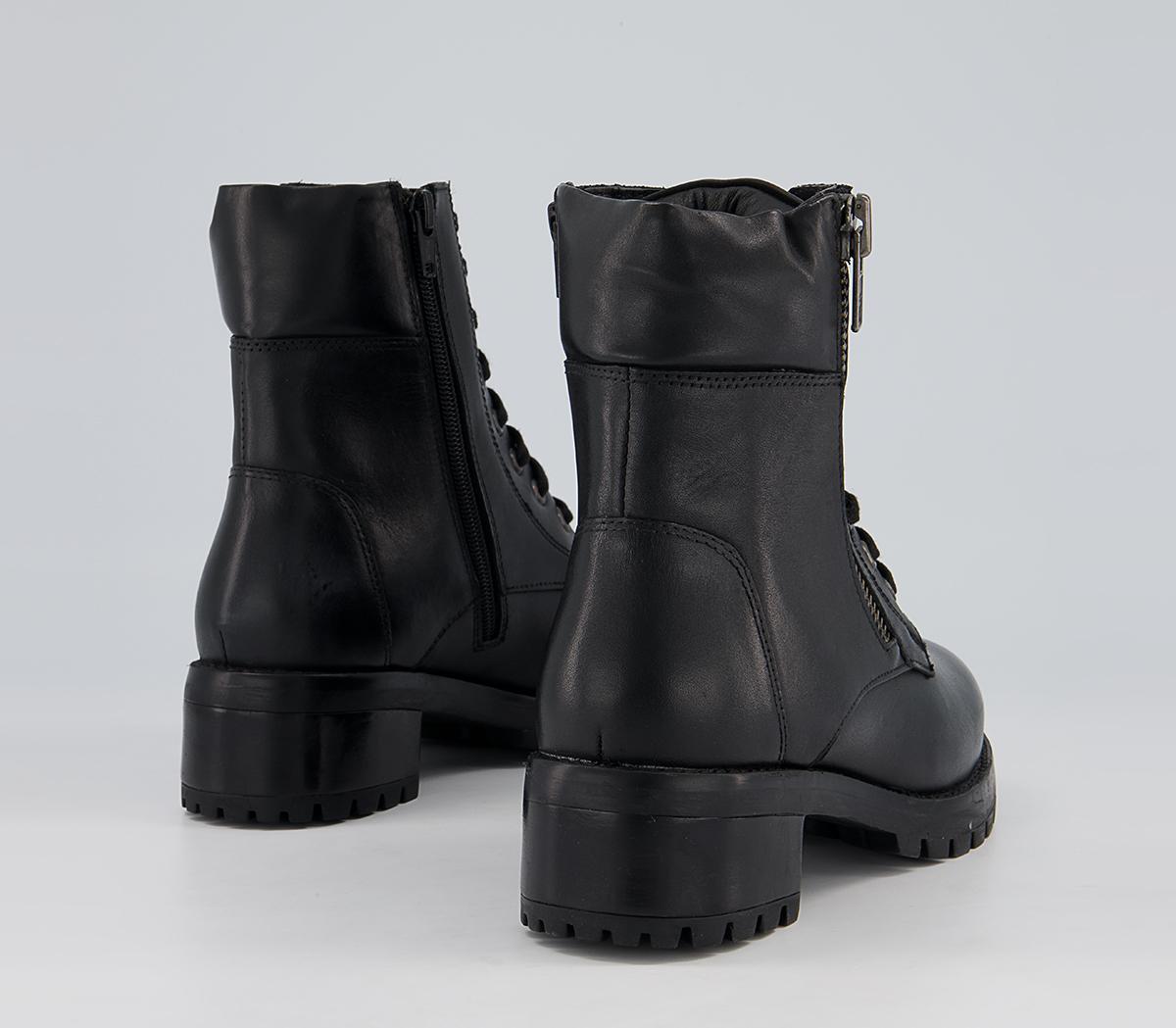 Office Appealing Heeled Side Zip Lace Up Boots Office Appealing Heeled Side Zip Lace Up Boots Black Leather