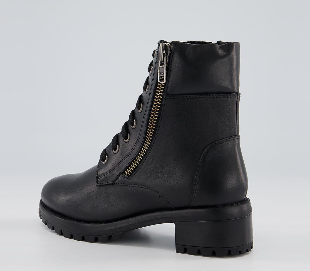 Office Appealing Heeled Side Zip Lace Up Boots Office Appealing Heeled Side Zip Lace Up Boots Black Leather
