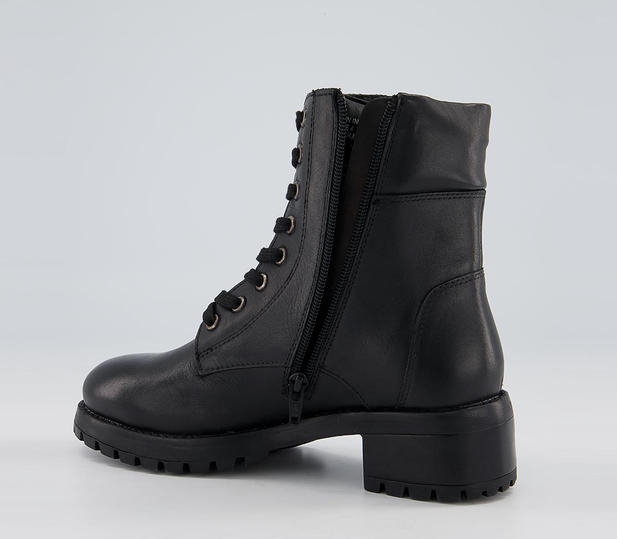 Office Appealing Heeled Side Zip Lace Up Boots Office Appealing Heeled Side Zip Lace Up Boots Black Leather