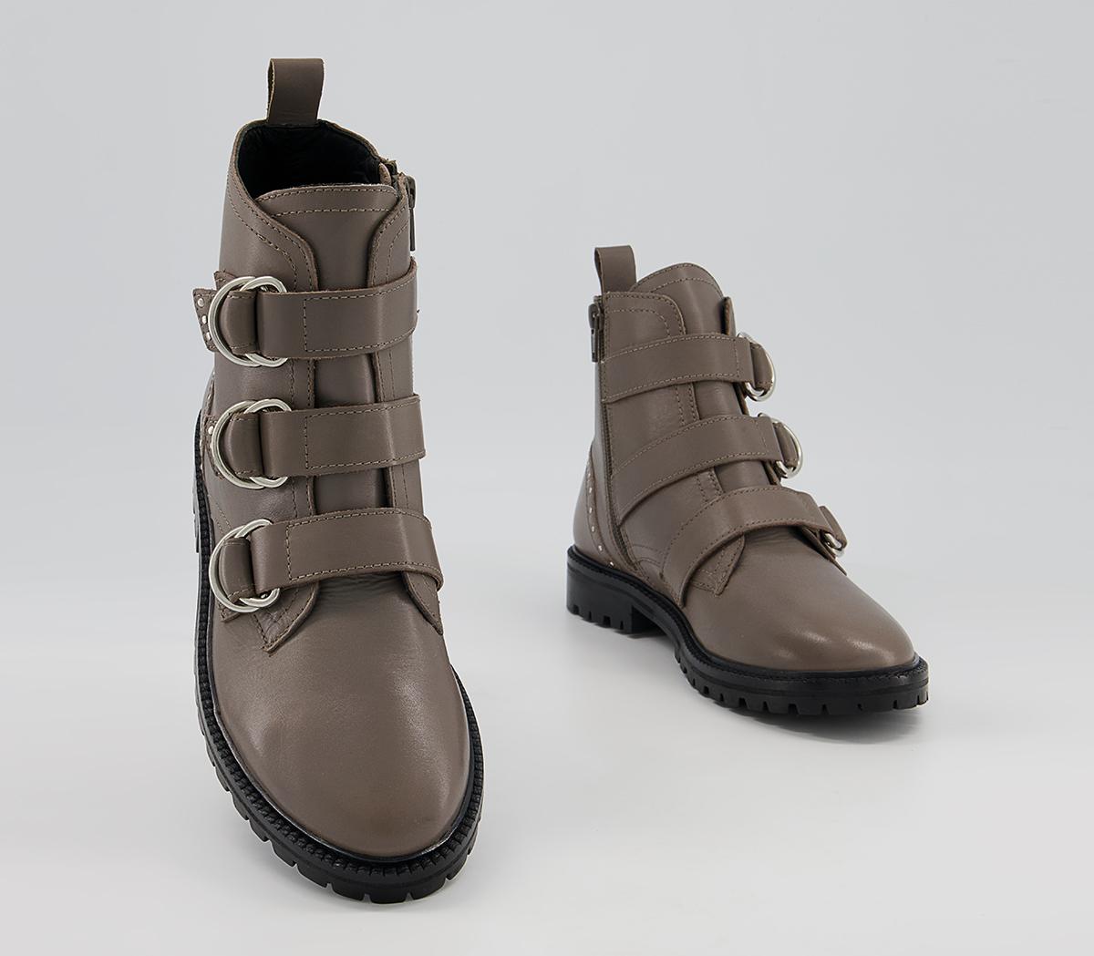 Office Acquisition D Ring Buckle Boots Office Acquisition D Ring Buckle Boots Stone Leather