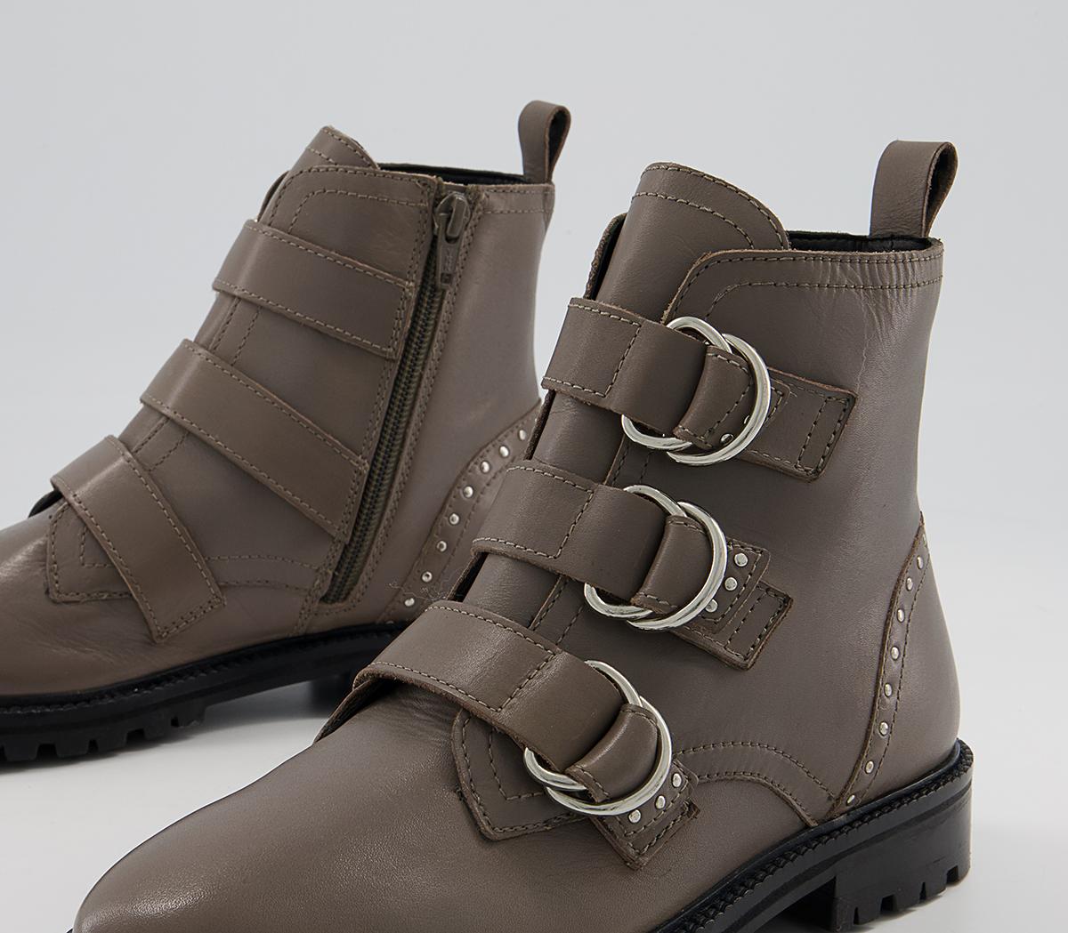 Office Acquisition D Ring Buckle Boots Office Acquisition D Ring Buckle Boots Stone Leather