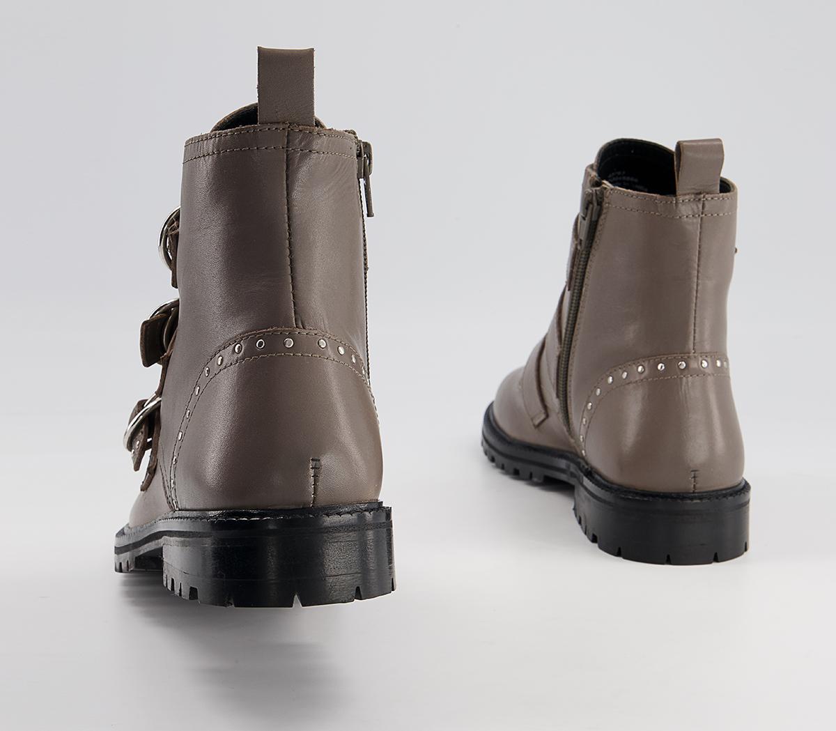 Office Acquisition D Ring Buckle Boots Office Acquisition D Ring Buckle Boots Stone Leather
